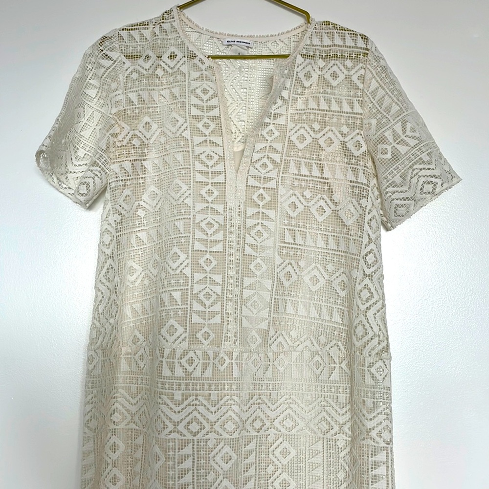 Club Monaco white lattice eyelet dress